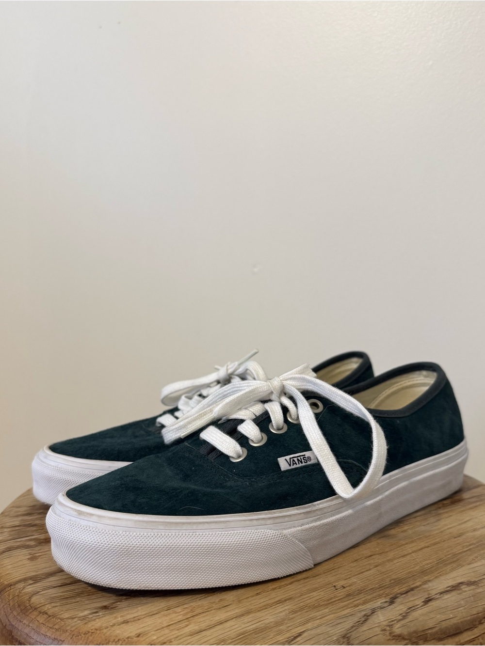 Vans Classic Suede Lace-Up Sneakers — Dark Green/White